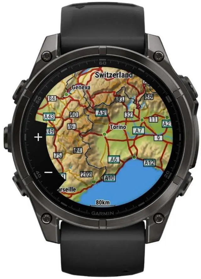 Alt view image 16 of 18 - Garmin fnix® 8, 47 mm, AMOLED, Sapphire, Carbon Gray DLC Titanium with Black/Pebble Gray Silicone Band