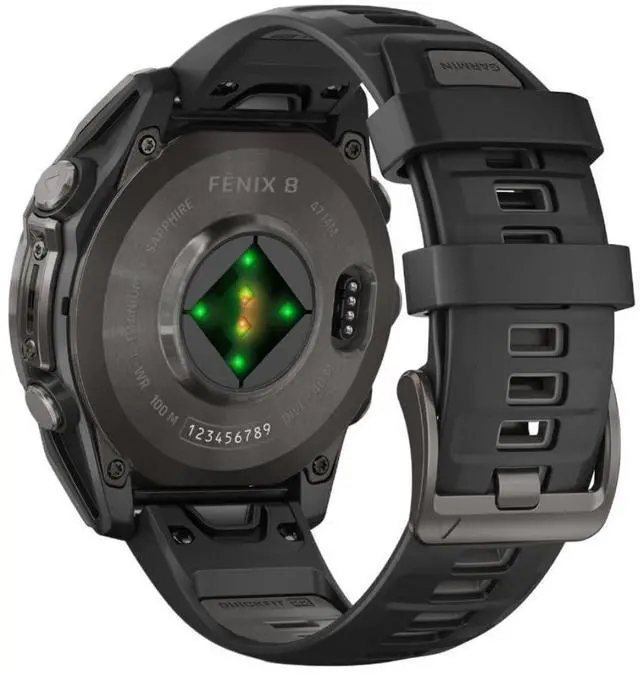Alt view image 18 of 18 - Garmin fnix® 8, 47 mm, AMOLED, Sapphire, Carbon Gray DLC Titanium with Black/Pebble Gray Silicone Band