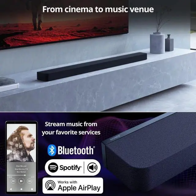 Alt view image 6 of 7 - Sony HT-A9000 BRAVIA Theater Bar 9 with Dolby Atmos and 360 Spatial Sound Mapping (Black) Bundle with Wireless Subwoofer, Rear Speakers, and Bookshelf Speaker Stands (Matte Black, Pair) (4 Items)
