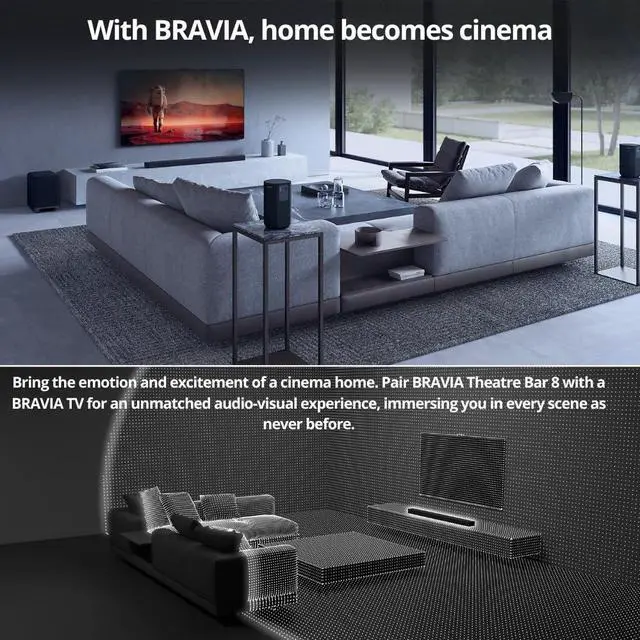 Alt view image 5 of 7 - Sony HT-A9000 BRAVIA Theater Bar 9 with Dolby Atmos and 360 Spatial Sound Mapping (Black) Bundle with Wireless Subwoofer, Rear Speakers, and Bookshelf Speaker Stands (Matte Black, Pair) (4 Items)