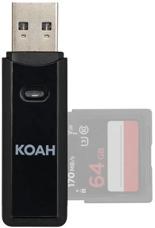 Alt view image 5 of 6 - Koah Pro 2-in-1 USB 3.0 Memory Card Reader for SDXC, SDHC, SD, Micro SDXC, Micro SD, Micro SDHC Card