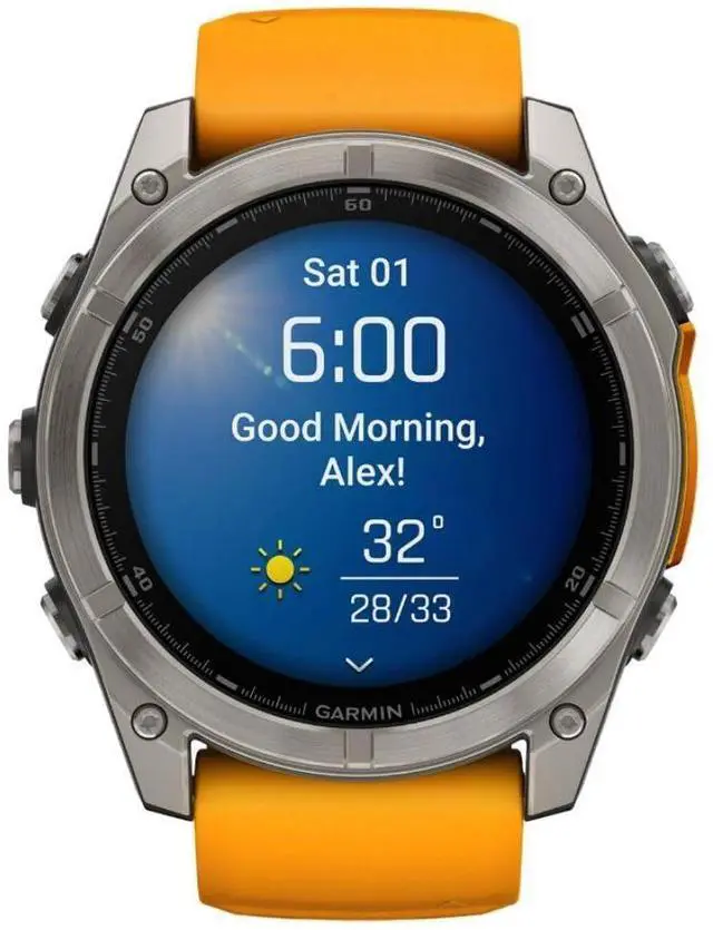 Alt view image 10 of 15 - Garmin fnix® 8 - 51 mm, AMOLED, Sapphire, Premium Multisport GPS Smartwatch, Long-Lasting Battery Life, Dive-Rated, Built-in LED Flashlight, Titanium with Spark Orange/Graphite Band