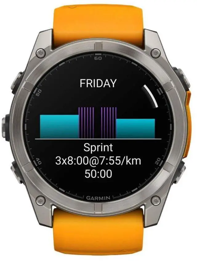 Alt view image 12 of 15 - Garmin fnix® 8 - 51 mm, AMOLED, Sapphire, Premium Multisport GPS Smartwatch, Long-Lasting Battery Life, Dive-Rated, Built-in LED Flashlight, Titanium with Spark Orange/Graphite Band