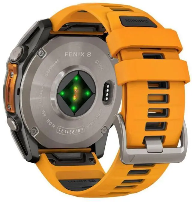 Alt view image 14 of 15 - Garmin fnix® 8 - 51 mm, AMOLED, Sapphire, Premium Multisport GPS Smartwatch, Long-Lasting Battery Life, Dive-Rated, Built-in LED Flashlight, Titanium with Spark Orange/Graphite Band