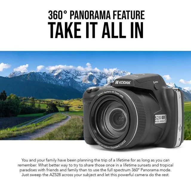 Alt view image 5 of 7 - PIXPRO AZ528 16MP Astro Zoom Digital Camera Bundle (Black) | Rechargeable Battery, 128GB SD Card, Charger Kit, 52x Optical, (3 items)