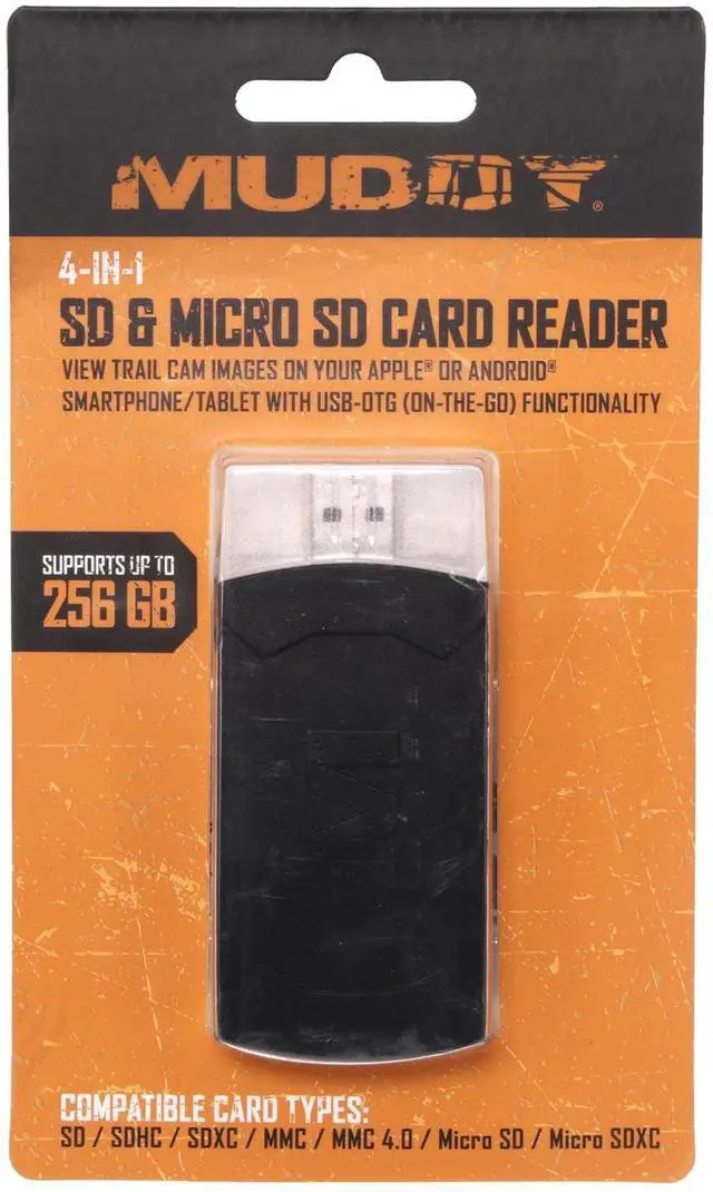 Alt view image 7 of 7 - Muddy 4-in-1 Multi Card Reader for Trail Camera Image and Video Viewing with OTG Support and Apple and Android Compatibility (Black)