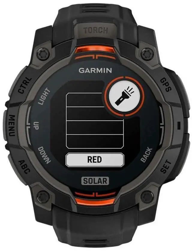 Alt view image 10 of 14 - Garmin Instinct® 3 45mm, Solar Charged Display, Rugged Outdoor GPS Smartwatch, Metal-Reinforced Bezel, Built-in Flashlight, Black