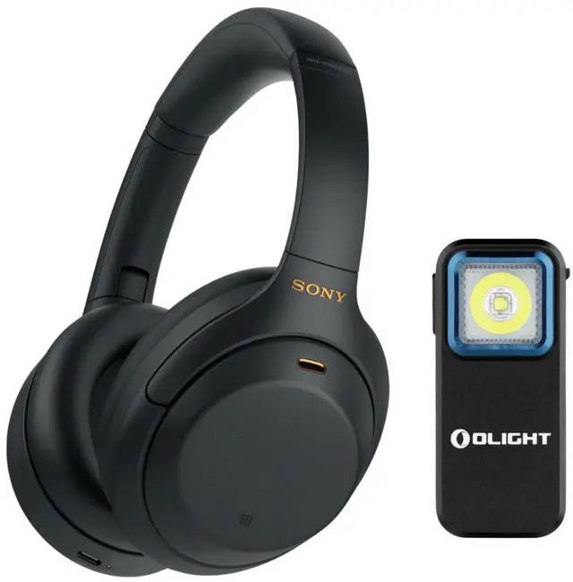 Main image of Sony WH-1000XM4 Wireless Headphones (Black) Bundle with Oclip Clip-On Light (2 Items)