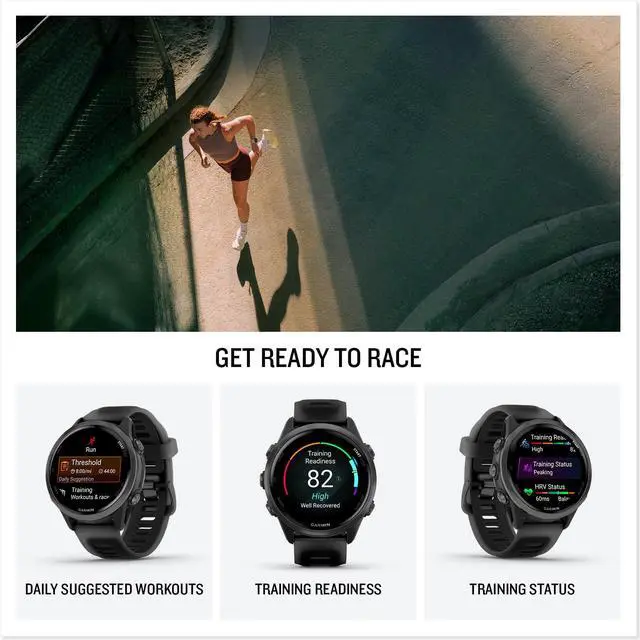 Alt view image 4 of 7 - Garmin® Forerunner® 570, 42mm, Advanced GPS Running and Triathlon Smartwatch, AMOLED Display, Training and Recovery Features, Slate Gray Aluminum with Translucent Black/Black Band