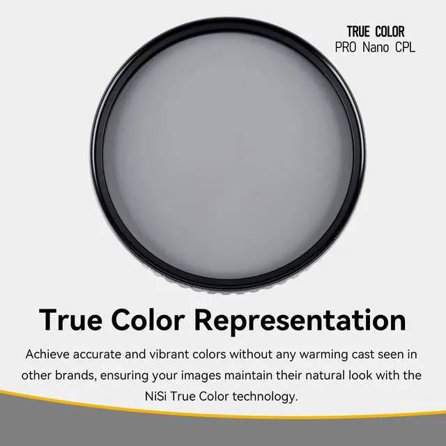 Alt view image 7 of 7 - NiSi True Color Pro Nano CPL Circular Polarizing Filter with Aluminum Construction, Cine Seal Technology, and Pro Nano Coating (86mm)