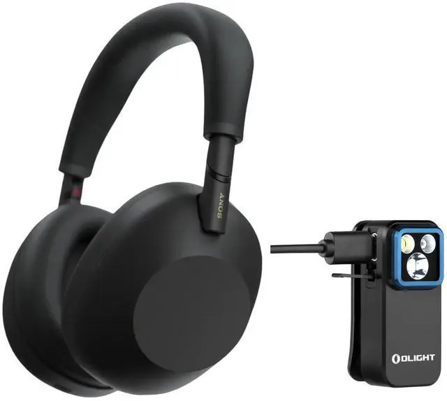 Main image of Sony WH-1000XM6 Wireless Noise-Canceling Headphones (Black) Bundle with Rechargeable Clip-On Light (2 Items)