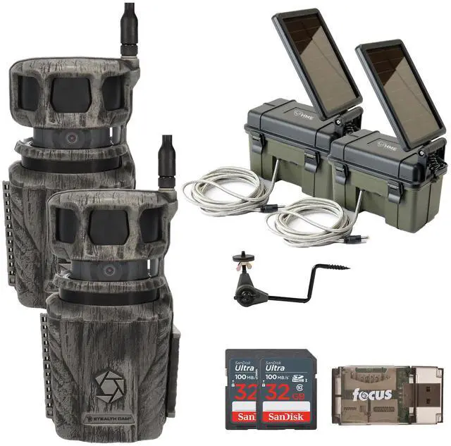 Main image of Stealth Cam Revolver 36MP 360-Degree Cellular Trail Camera with 1/4-Inch Threaded Mount (2-Pack) Bundle with Camera Power Pack (2-Pack), Holder (2-Pack), Memory Card (2-Pack) and Card Reader (9 Items)