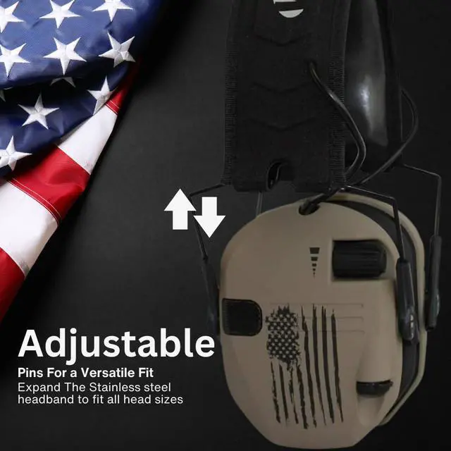 Alt view image 2 of 6 - Walkers Razor Digital Electronic Ear Muff (US Flag-FDE) Bundle with 22-Channel Walkie Talkie Attachment (Flat Dark Earth), Sport Glasses (Clear), and Microfiber Cleaning Cloth (4 Items)