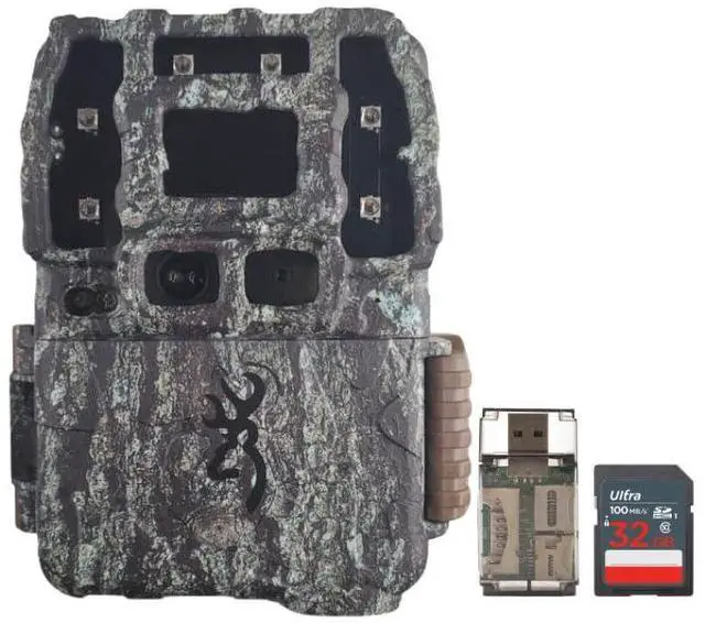 Main image of Browning Trail Cameras Strike Force Pro DCL Nano 26MP Trail Camera with Dual Camera Lens Technology Bundle with 32GB Ultra SDHC UHS-I Memory Card and High Speed Card Reader (3 Items)