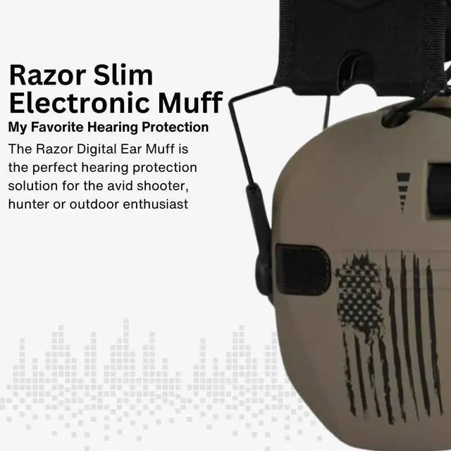 Alt view image 5 of 6 - Walkers Razor Digital Electronic Ear Muff (US Flag-FDE) Bundle with 22-Channel Walkie Talkie Attachment (Flat Dark Earth), Sport Glasses (Clear), and Microfiber Cleaning Cloth (4 Items)