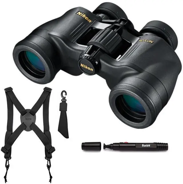 Main image of Nikon Aculon 7x35 A211 Central Focus Binocular with Aspherical Multi-Coated Eco-Glass Lenses Bundle with Focus Camera Binocular Harness and Focus Lens Cleaning Pen (3 Items)