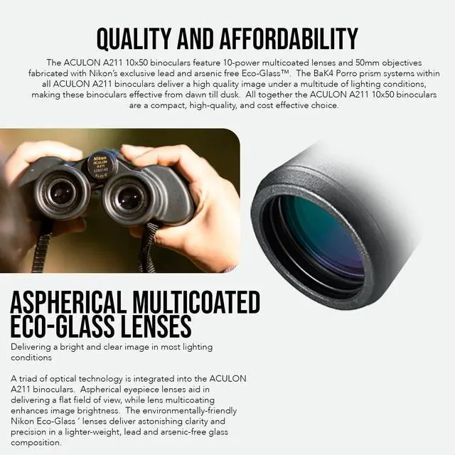 Alt view image 3 of 7 - Nikon Aculon 7x35 A211 Central Focus Binocular with Aspherical Multi-Coated Eco-Glass Lenses Bundle with Focus Camera Binocular Harness and Focus Lens Cleaning Pen (3 Items)
