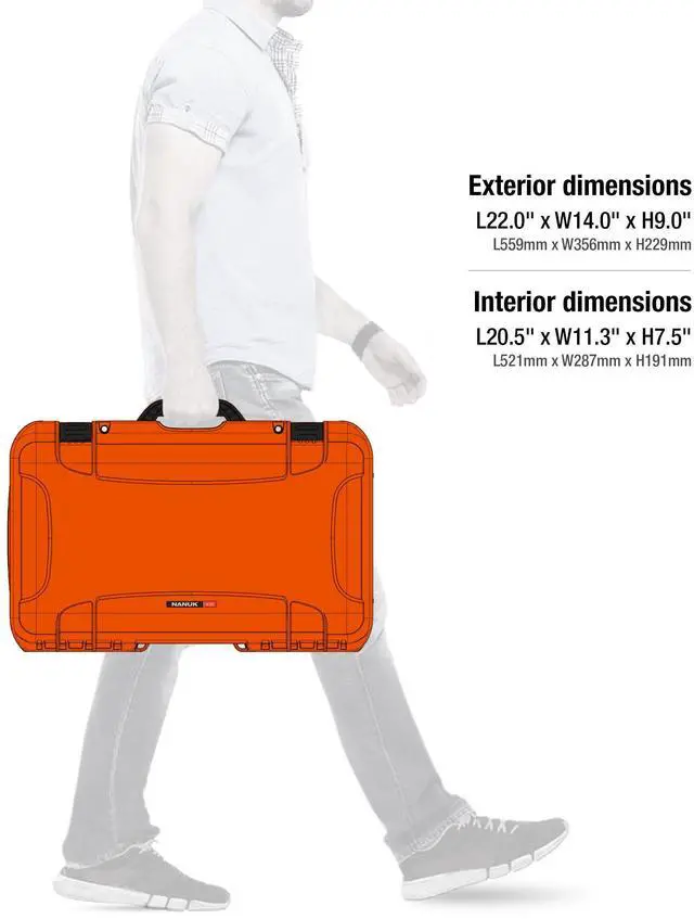 Alt view image 8 of 11 - Nanuk 935 Waterproof Carry-On Hard Case with Wheels and Padded Divider - Orange