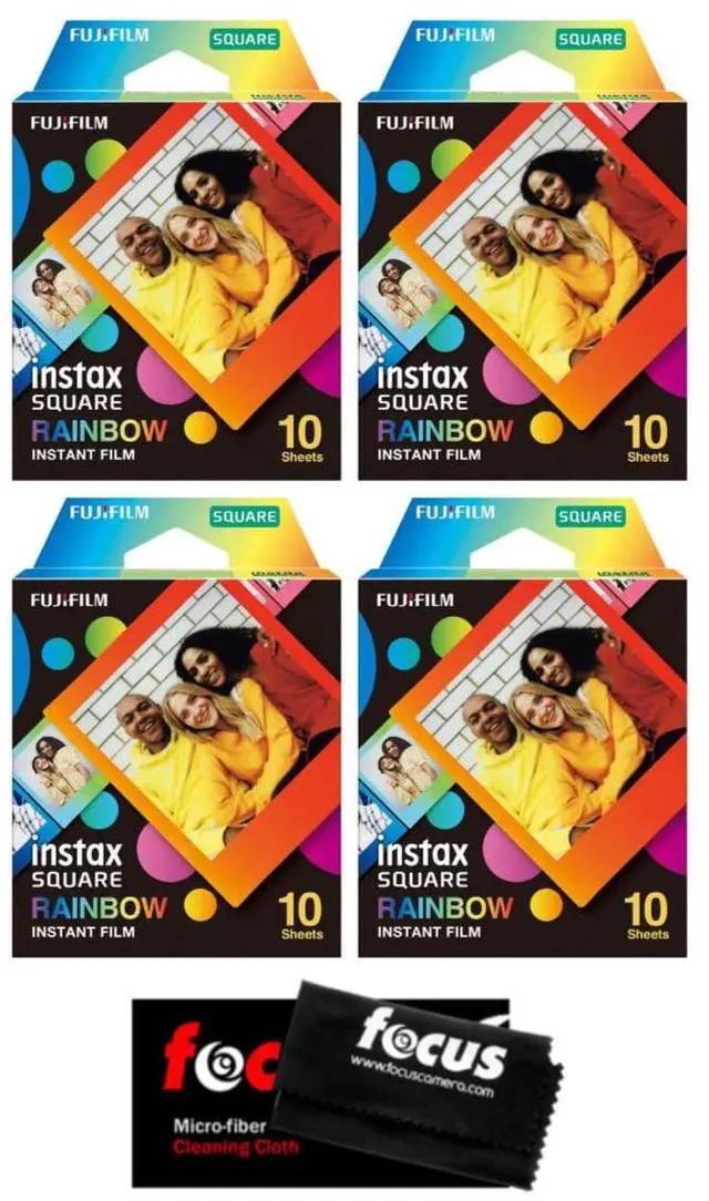 Main image of Fujifilm Instax Square Instant Film (4-Pack) Bundle with Microfiber Cleaning Cloth (5 Items)