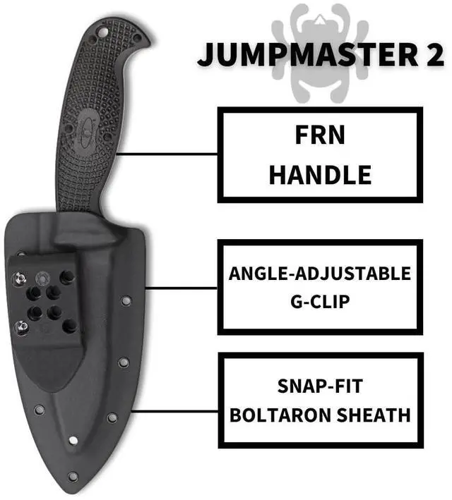 Alt view image 17 of 19 - Spyderco Jumpmaster 2 4.5" Serrated Fixed Blade Knife, Black FB24SBK2