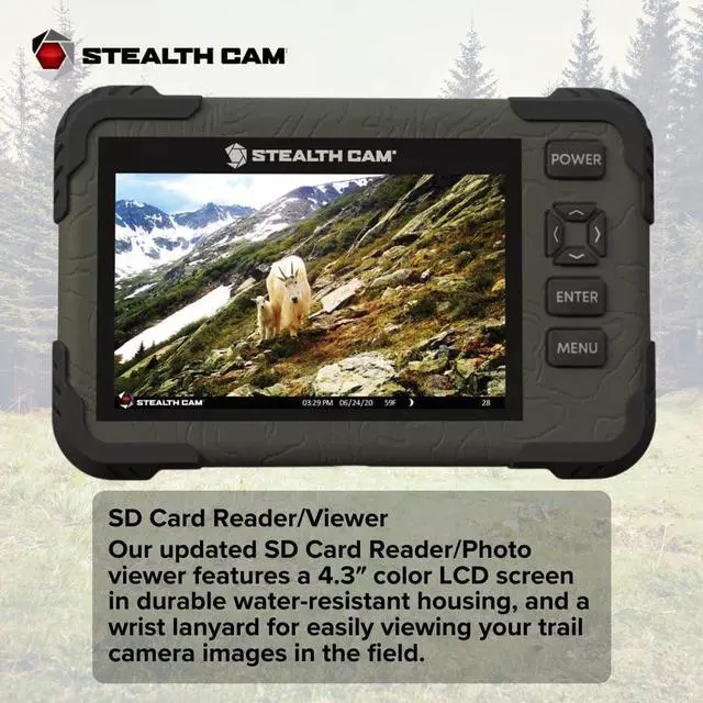 Alt view image 3 of 7 - Stealth Cam Adjustable Multi-Pivot Mounting Post Bundle with Solar Power Panel, SD Card Reader-Viewer with 4.3-Inch LCD Touch Screen, 32GB Memory Card (2-Pack), and 4-In-1 USB Card Reader (6 Items)