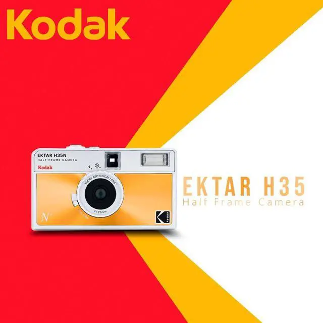 Alt view image 2 of 14 - Kodak Ektar H35N 35mm Half Frame Film Camera with Built-In Star Filter, Tripod Support, and Bulb Function for Long-Exposure Photography (Glazed Orange)