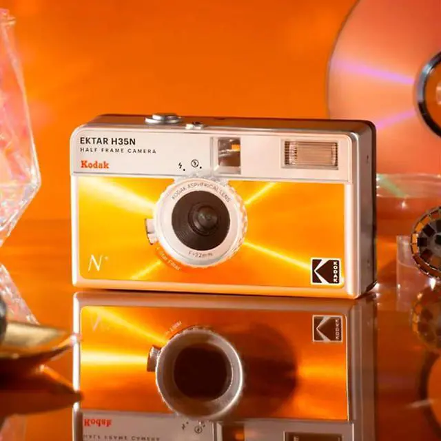 Alt view image 7 of 14 - Kodak Ektar H35N 35mm Half Frame Film Camera with Built-In Star Filter, Tripod Support, and Bulb Function for Long-Exposure Photography (Glazed Orange)