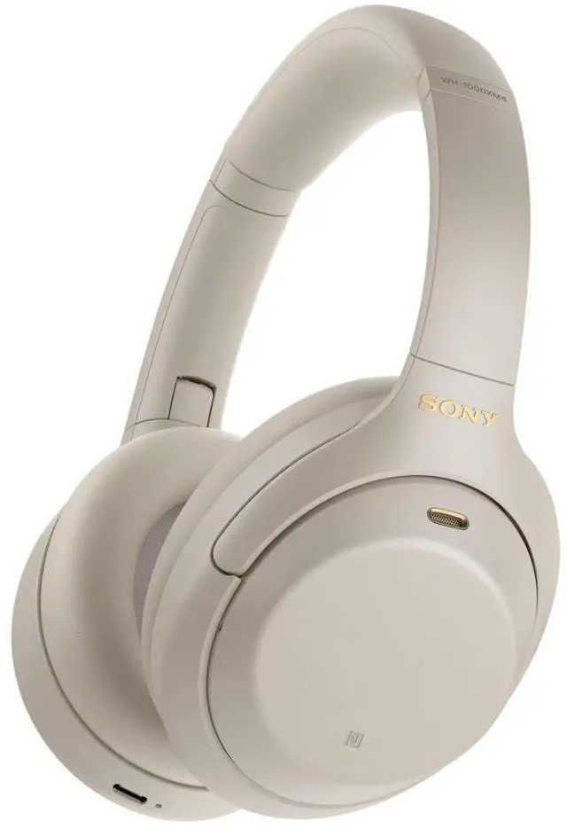 Alt view image 2 of 7 - Sony WH-1000XM4 Wireless Noise Canceling Over-Ear Headphones (Silver) with Wireless Audio Adapter (2 items)
