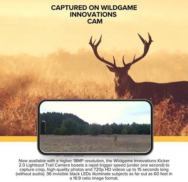 Alt view image 3 of 7 - Wildgame Innovations Kicker 2.0 Lightsout Trail Camera with 18MP Resolution and 720p Video Capture Bundle with All-In-One Card Reader and Memory Card (3 Items)