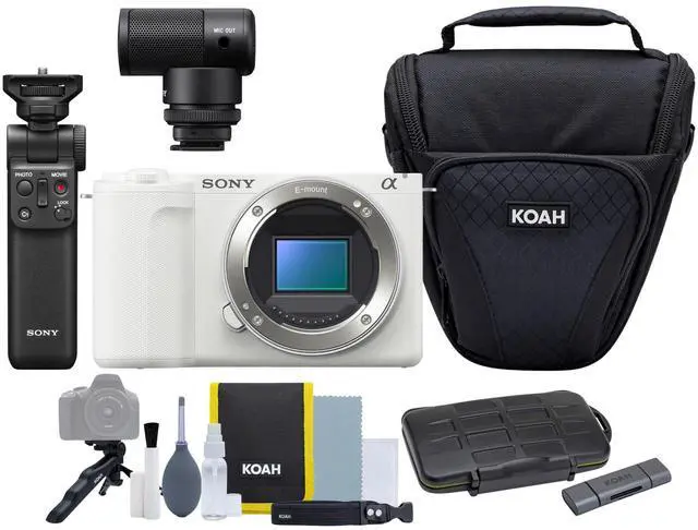 Main image of Sony Alpha ZV-E10 II Content Creators Camera with APS-C Mirrorless Lens and Lens Kit (White) Bundle with Sony Creator Accessory Kit II, Case and Bundle, and Card Reader and Case (4 Items)