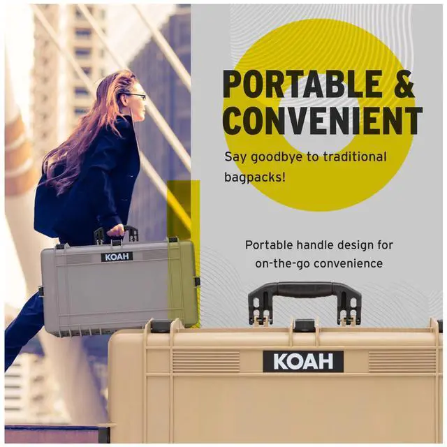 Alt view image 2 of 7 - Koah Weatherproof Hard Case with Customizable Foam (28.3" x 16.9" x 7.0" Inch Outer, 25.4" x 13.7" x 6.4" Inner) - Tan