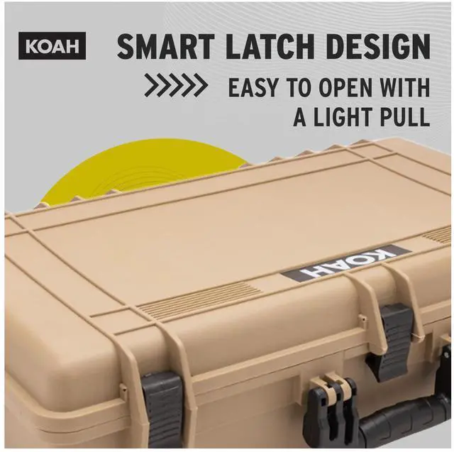 Alt view image 6 of 7 - Koah Weatherproof Hard Case with Customizable Foam (28.3" x 16.9" x 7.0" Inch Outer, 25.4" x 13.7" x 6.4" Inner) - Tan