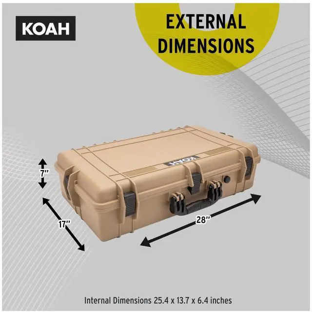 Alt view image 7 of 7 - Koah Weatherproof Hard Case with Customizable Foam (28.3" x 16.9" x 7.0" Inch Outer, 25.4" x 13.7" x 6.4" Inner) - Tan