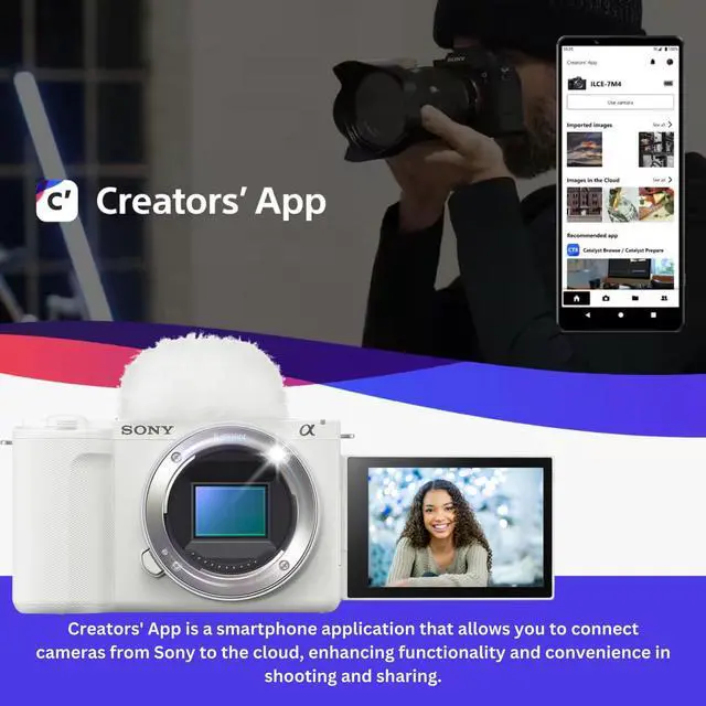 Alt view image 5 of 7 - Sony Alpha ZV-E10 II Content Creators Camera with APS-C Mirrorless Lens and Lens Kit (White) Bundle with Sony Creator Accessory Kit II, Case and Bundle, and Card Reader and Case (4 Items)