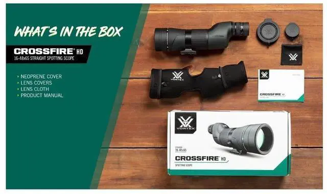 Alt view image 7 of 7 - Vortex Crossfire HD Straight Spotting Scope with 16-48x Magnification, 65mm Objective Lens Diameter, and Waterproof Design