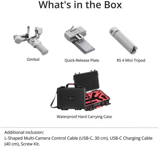 Alt view image 7 of 7 - DJI RS 4 Mini Gimbal Stabilizer for Cameras with Auto Axis Lock and 4.4lbs Payload Bundle with Waterproof Hard Carrying Case (7 Items)