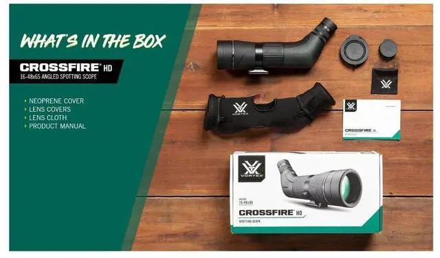 Alt view image 7 of 7 - Vortex Crossfire HD Angled Spotting Scope with 16-48x Magnification, 65mm Objective Lens Diameter, and Waterproof Design