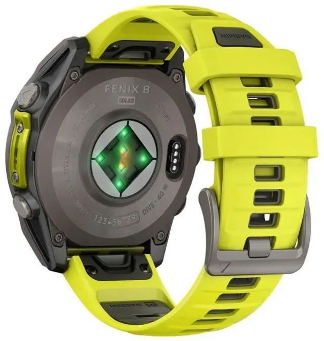 Alt view image 13 of 15 - Garmin fnix® 8 - 47 mm, Solar, AMOLED, Sapphire, Premium Multisport GPS Smartwatch, Long-Lasting Battery Life, Dive-Rated, Built-in LED Flashlight, Titanium with Amp Yellow/Graphite Band
