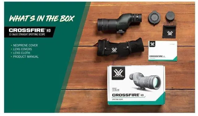 Alt view image 7 of 7 - Vortex Crossfire HD Straight Spotting Scope with 12-36x Magnification, 50mm Objective Lens Diameter, and Waterproof Design