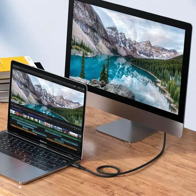 Alt view image 3 of 7 - [Type-C to C] PD Type C Thunderbolt 3 Gen Charging Data 40 GB 2.6FT/0.8M Cable Nylon Braided Fast Charge 5K Display Compatible with Samsung Galaxy S20 S10 and More