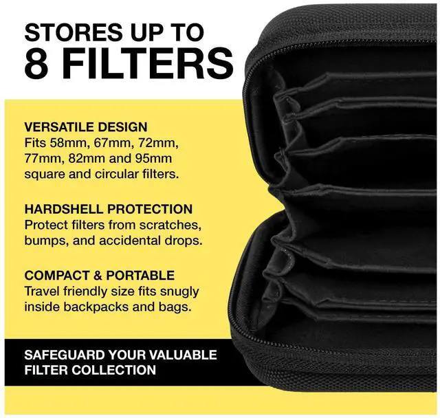 Alt view image 5 of 7 - Koah Hard Shell Camera Filter Case - Lens Filter Case for 8 Filters - Protective Photography Filters Case Organizer with Inner Padded Design - Small Holder for Multiple 58mm 67mm 72mm 77mm 82mm 95mm