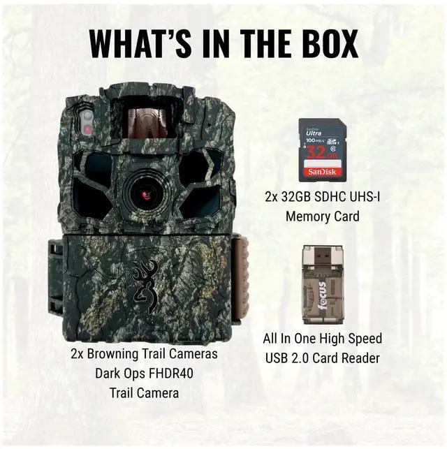 Alt view image 5 of 7 - Browning Trail Cameras - Dark Ops FHDR 40MP (2-Pack) with 2 x 32GB Memory Card and Card Reader (5 Items)