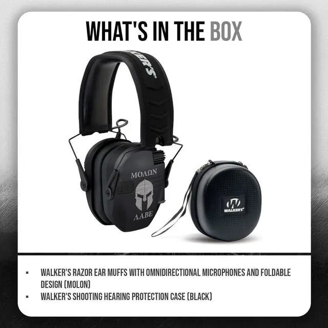 Alt view image 7 of 7 - Walker's Razor Omnidirectional Molon Ear Muffs with Protection Case Bundle