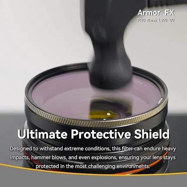 Alt view image 6 of 7 - NiSi 86mm Armor FX PRO Nano L395 UV - Impact-Resistant  Ultraviolet Blocking  Lens Protection Filter - High Definition Optical Glass  Slim Brass Frame  Low Reflection  Waterproof Multi Nano Coating