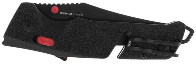 Alt view image 2 of 7 - SOG Trident AT Tanto  Cryo D2 Folding Knife with AT-XR Lock, Glass Breaker & Line Cutter (Black/Red)