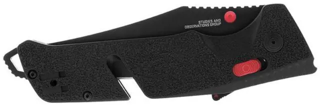 Alt view image 4 of 7 - SOG Trident AT Tanto  Cryo D2 Folding Knife with AT-XR Lock, Glass Breaker & Line Cutter (Black/Red)