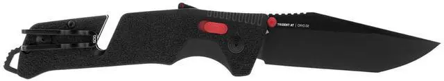 Alt view image 6 of 7 - SOG Trident AT Tanto  Cryo D2 Folding Knife with AT-XR Lock, Glass Breaker & Line Cutter (Black/Red)