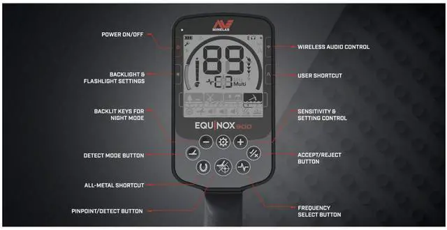 Alt view image 5 of 7 - Minelab Equinox 900 Multi-Purpose Light, Compact and Waterproof Metal Detector Bundle with PRO-FIND 40 Waterproof Pinpointer (2 Items)