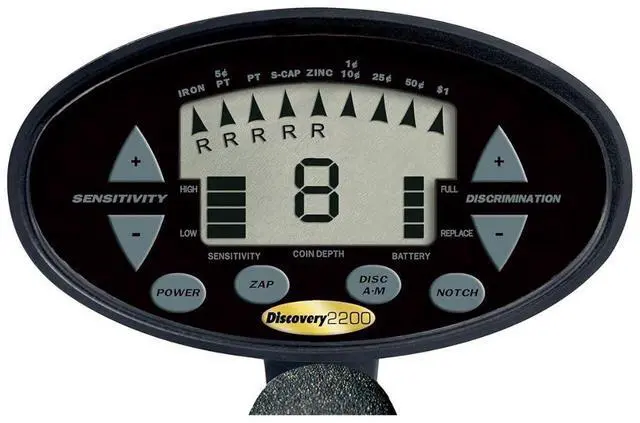 Alt view image 3 of 6 - Bounty Hunter Discovery 2200 Metal Detector with Four-Tone Audio Feedback, 9-Segment Target Identification, and 8-Inch Interchangeable Waterproof Coil (Black)