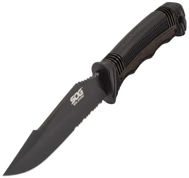 Alt view image 14 of 15 - SOG SEAL Strike Blk TiNi Deluxe Sheath Fixed Blade SS1003 CP